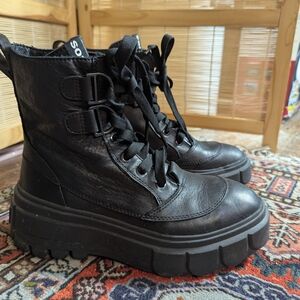Sorel Black Leather Moto Boots